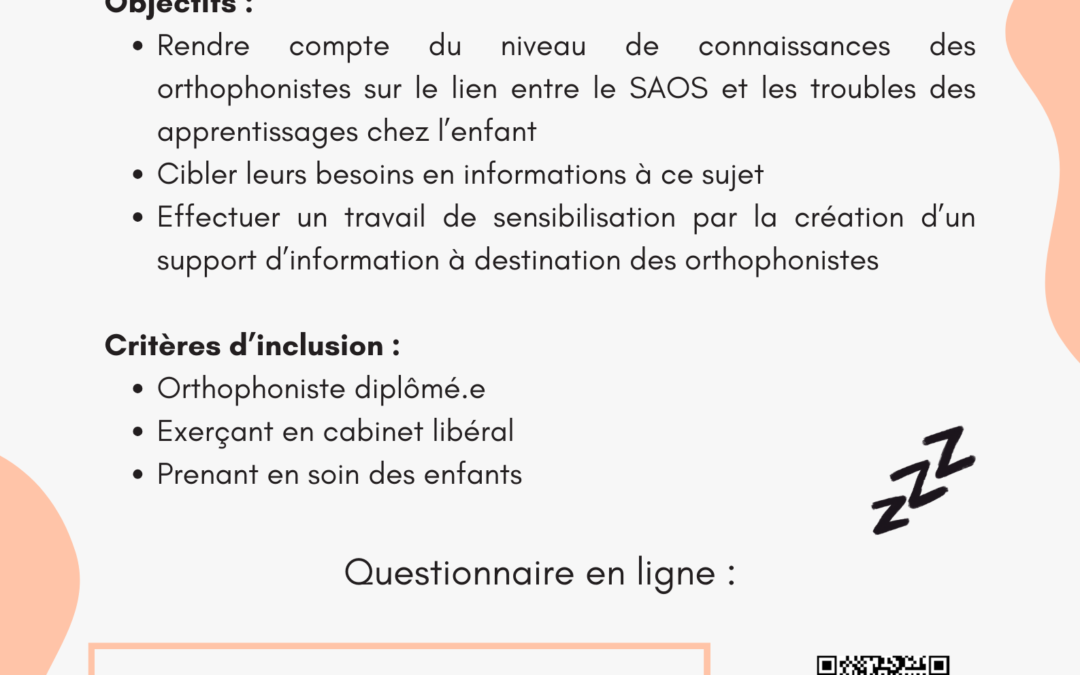 Mémoire – SAOS pédiatrique et troubles des apprentissages