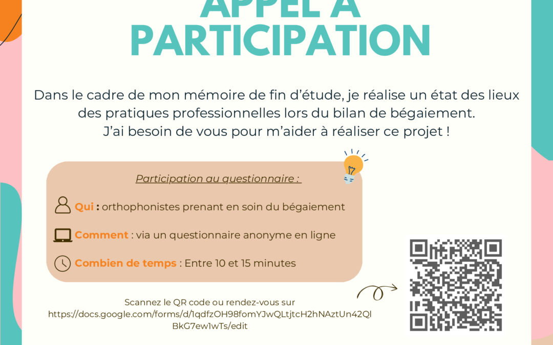 MEMOIRE BÉGAIEMENT – APPEL À PARTICIPATION
