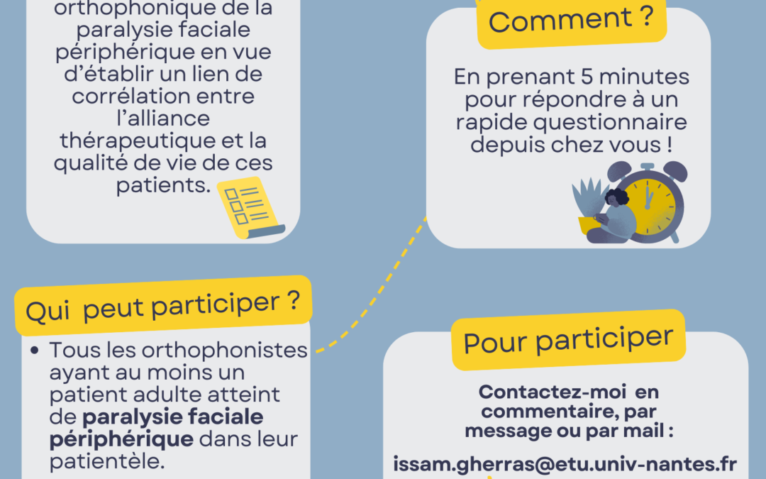 APPEL À PARTICIPATION – MÉMOIRE ALLIANCE THÉRAPEUTIQUE ET PARALYSIE FACIALE
