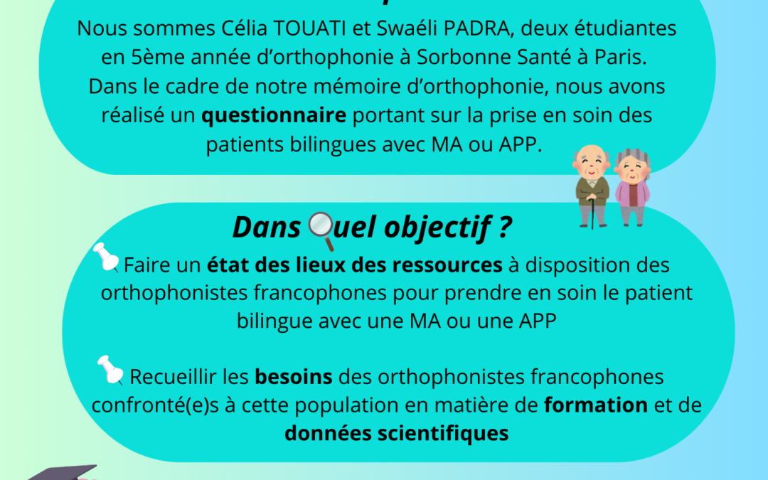 Enquête sur la prise en soin orthophonique du patient bilingue MA ou APP